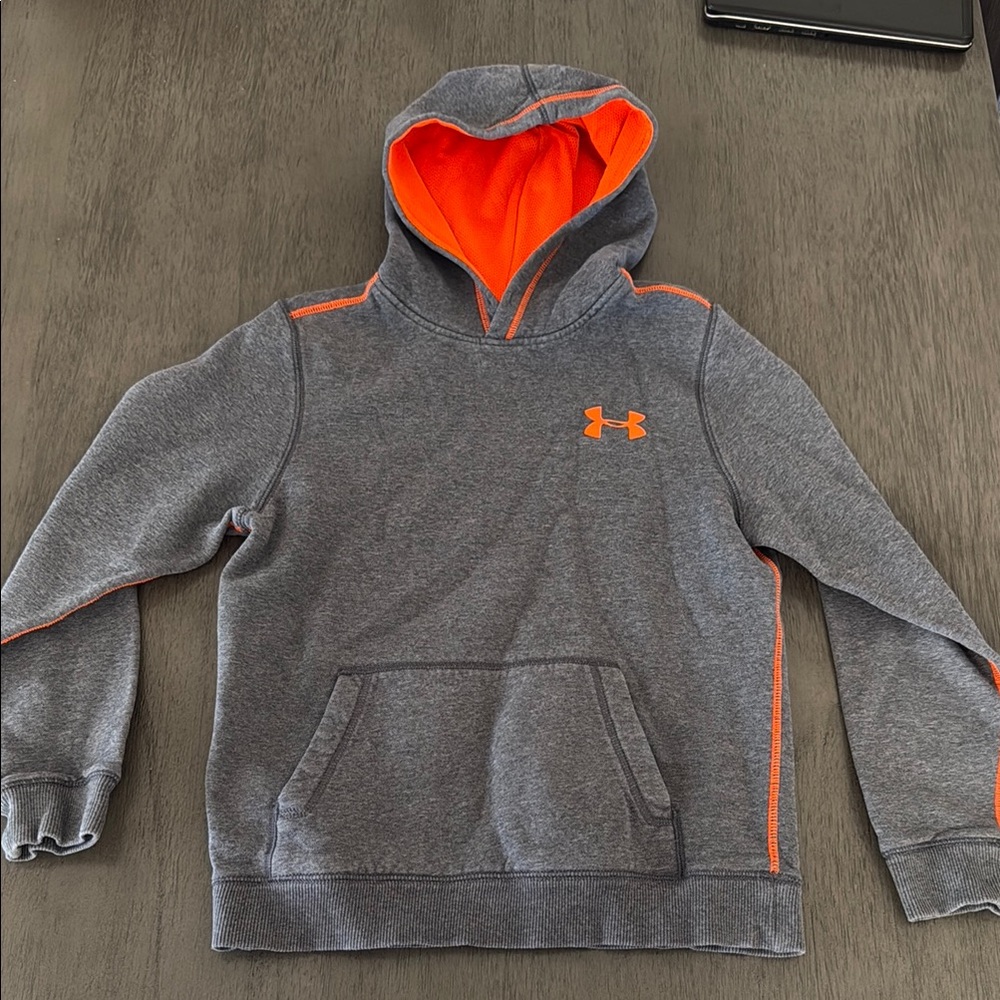 Under Armour Youth M Hoodie Gray/Orange Pullover